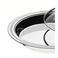 Travessa 39cm Ciclo Aço Inox Tramontina Com Tampa De Vidro E Talheres